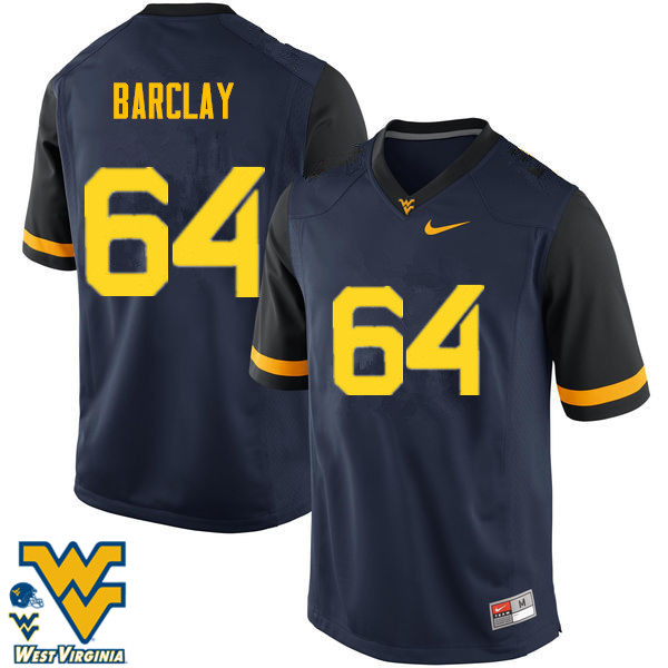 NCAA Men's Don Barclay West Virginia Mountaineers Navy #64 Nike Stitched Football College Authentic Jersey PI23R41VS